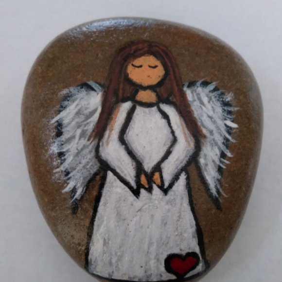 New Hand Painted Angel Stone - Picture 2 of 2